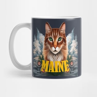 Loving Maine State Cat With White Pine Mug